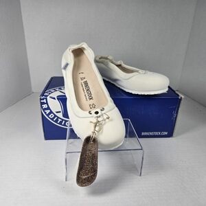 Birkenstock White Ponca Flats Ballet Slipper Slip On Shoes Size EU 38 US 7-7.5 N
